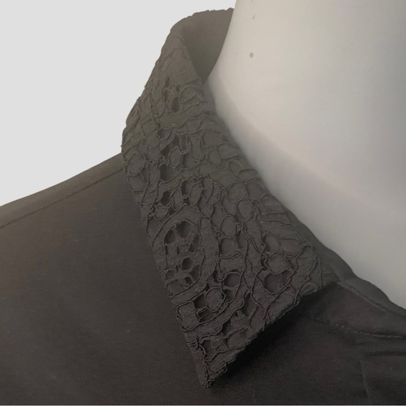 HUGO BOSS “Boresa” Blouse Stretch Poplin Lace Collar - Picture 6 of 16